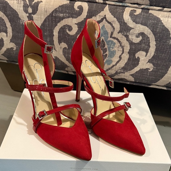 Jessica Simpson Red Strappy Heels - Picture 1 of 1